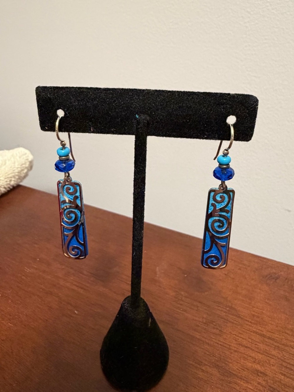 Sterling Blue Filigree Drop Earrings - Women Jewelry - Adagio / Allegra brand